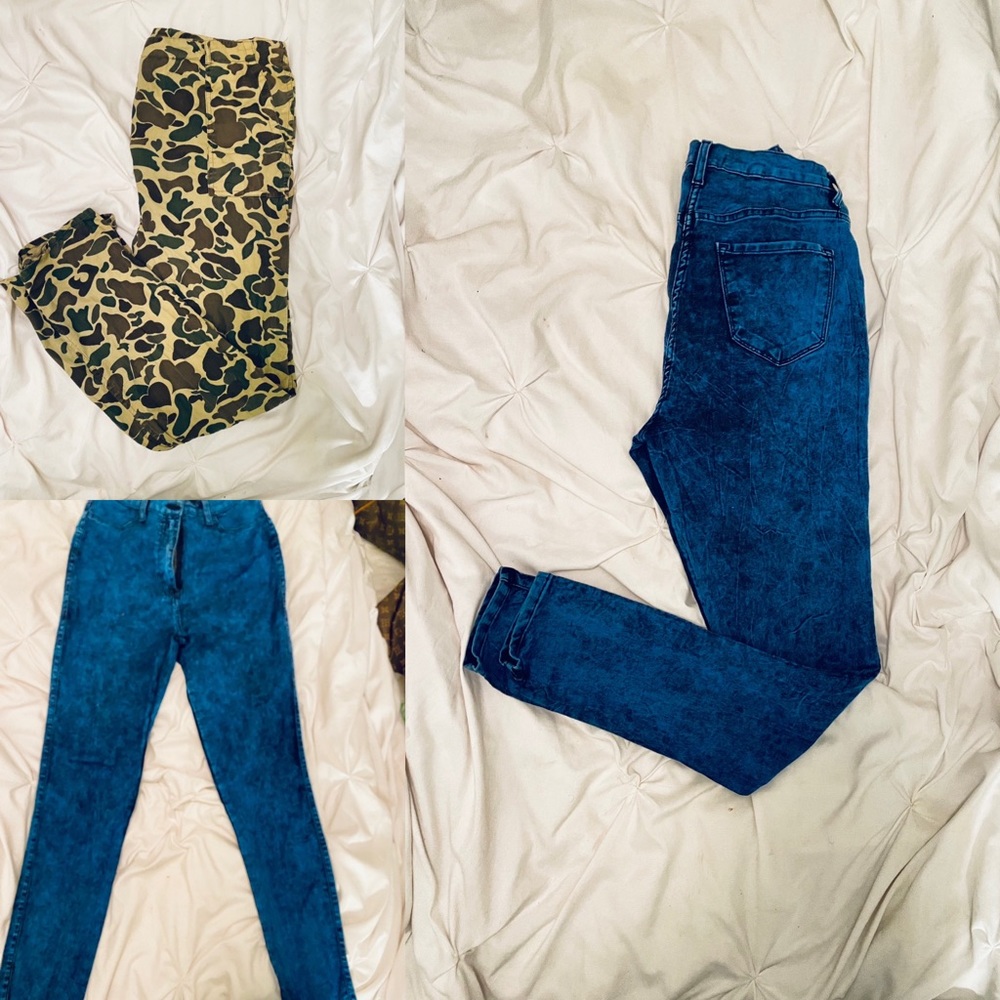 2x camouflage/ vibrant jeans
